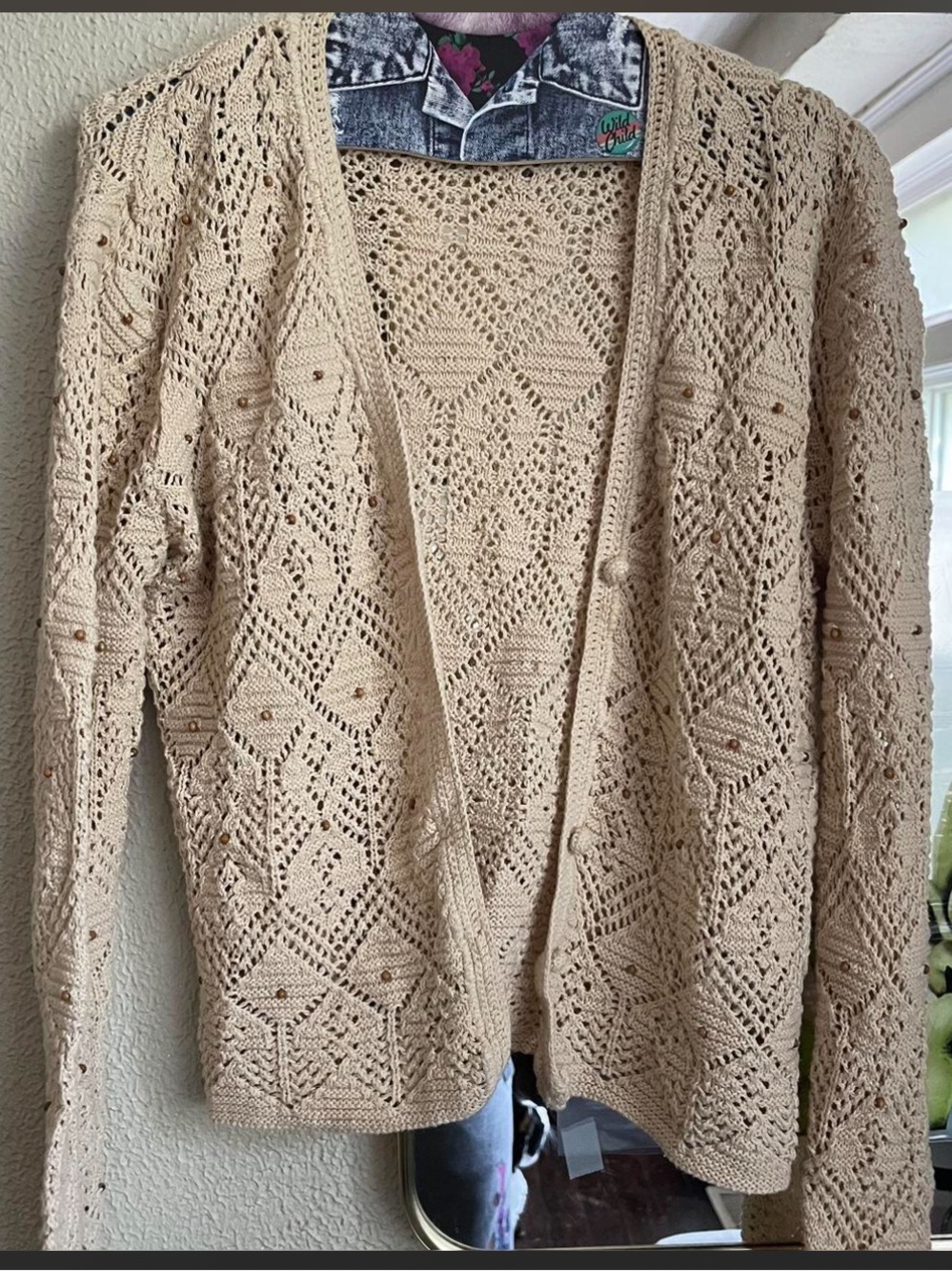 Crochet and beaded cardigan